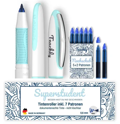 Imagen del producto de Bolígrafo rollerball recargable con 7 cartuchos de tinta
