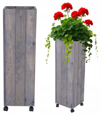 Produktbild von Modo24 Holz-Blumenkübel auf Rollen, mobil, imprägniert, 106x28x28