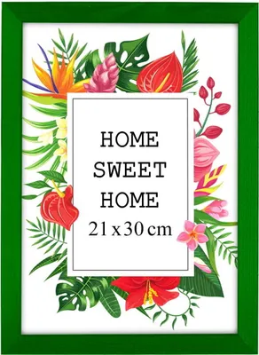 Obrázok produktu pre MG Design rám A4 21 x 30 cm - zelená farba, z dreva, s akrylovým sklom - na vertikálne alebo horizontálne zavesenie/postavenie, na fotografie, plagáty