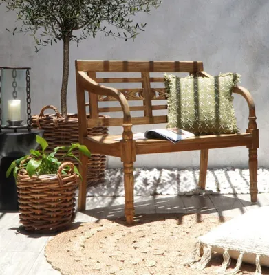 Produktbild von Massive Teakholz Sitzbank CHRISTOS 100cm natur Outdoor Gartenbank