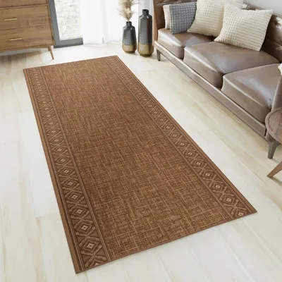 Immagine prodotto di Tapiso Runner antiscivolo moderno marrone chiaro Soggiorno 67 x 950