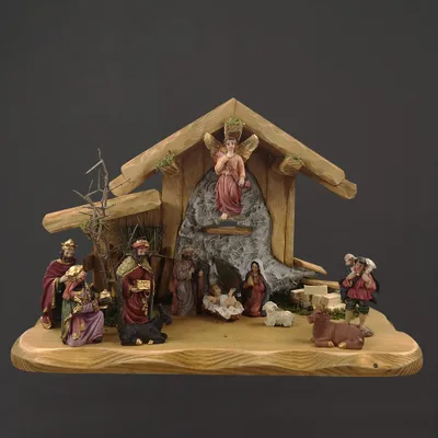 Produktbild von Holzkrippe OHNE FIGUREN 38 cm, tschechisches Produkt