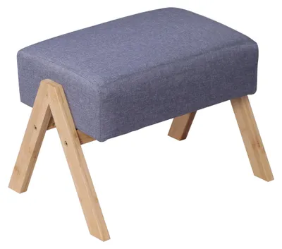 Imagen del producto de Reposapiés acolchado con patas de bambú, ideal para el salón o el recibidor