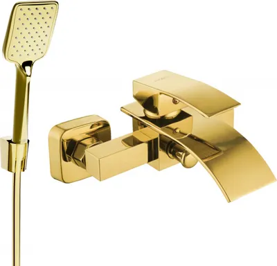 Produktbild von Mexen Aries R62 Wannenbatterie mit Brausegarnitur, Gold - 74483R62-50