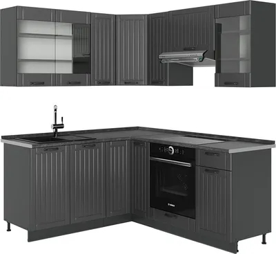 Produktbild von Eckküche Vicco Fame-Line Dunkelgrau 190 x 46 cm ohne Arbeitsplatte, Model 57280
