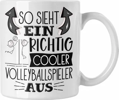 Produktbild von Trendation - Volleyballspieler Tasse Geschenk So Sieht Ein Richtig Cooler Volleyballspieler Aus Geschenkidee Spruch Lustig Becher (Weiß)