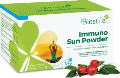 Produktbild von Biostile Immuno Sun Powder – Magnesium, Vitamin C und B2 für Energie und Immunität