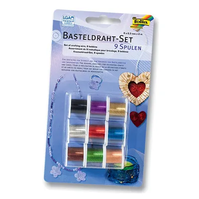 Produktbild von folia 79909 folia Basteldraht-Set, 9 Spulen à 2m, farbig sortiert