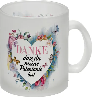 Produktbild von Danke Patentante Glas Tasse Herz Danksagung