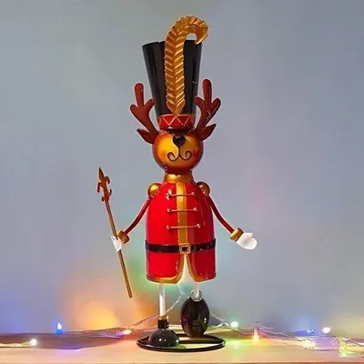 Productafbeelding van Handgeschilderd Kerst Beeldje Sneeuwman Rendier Kerstman - Metaal Decoratie voor binnen en buiten