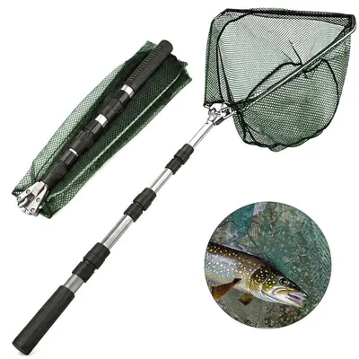 Produktbild von 130 cm Teleskop Angelkescher, faltbar & tragbar, ideal für Teich-, Karpfen- & Freizeitangeln für Erwachsene & Kinder