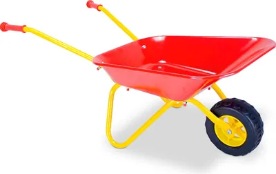 Produktbild von Relaxdays Schubkarre Kinder, rutschfeste Griffe, HxBxT: 43 x 74 x 36 cm, Metall, Kunststoff, Kinder-Scheibtruhe, rot