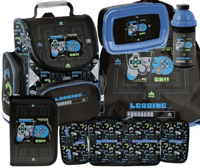 Produktbild von Joystick Schulranzen Set 5in1 Ranzen rucksack Federmäppchen Turnbeutel GAME