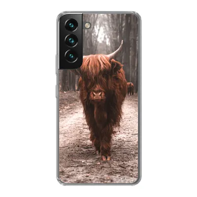 Produktbild von MuchoWow® Handyhülle Schutzhülle Hülle für Samsung Galaxy S22 Schottischer Hochländer - Wald - Kuh - Tiere - Natur Silikon Softcase Handy Hülle - Mobiltelefonhülle