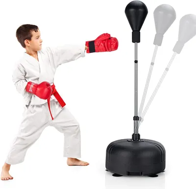 Produktbild von GOPLUS Punchingball Boxen Set, 4 Stufe höhenverstellbar Standboxball, Standboxtrainer mit erfüllbarem Standfuß & Boxhandschuhen, für Erwachsene, Jungen & Mädchen