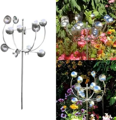 Produktbild von Metall-Windmühle aus Eisen für Garten, Hof und Rasen, leise rotierende Gartendekoration, 120 cm