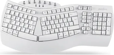 Zdjęcie produktu dla Perixx PERIBOARD-612WDE Bluetooth® Keyboard German, QWERTZ White Ergonomic, Gel wrist support mat, Multimedia buttons