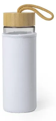 Produktbild von Wasserflasche/Getrankeflasche - Glas - Schutzhulle - weis - 530 ml