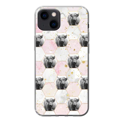 Produktbild von MuchoWow® Handyhülle Schutzhülle Hülle für iPhone 13 mini Schottischer Highlander - Muster - Gold Silikon Softcase Handy Hülle - Softcase