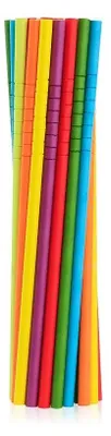 Produktbild von 250 Papier Trinkhalme in Regebogen Farben knickbar 6mm/20cm