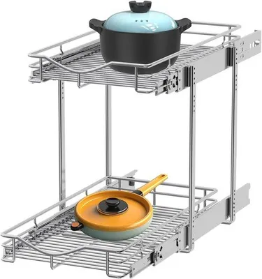 Productafbeelding van Uittrekbare kastorganizer met 2 niveaus - Ideaal voor keuken en badkamer
