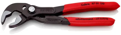Image de Pince multiprise pour pompes à eau Knipex, modèle Cobra®, 150 mm, réglable 16 fois, avec poignées en plastique, finition grise. Vendu à l'unité.
