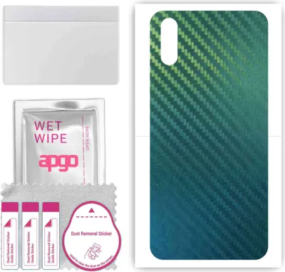 Produktbild von apgo Rückseite Schutzfolie, Skin, kompatibel mit Tecno Spark 4 Lite, Hinten Displayschutzfolie aus Vinylfolie, kratzfest, einfache Montage - Kohlenstoff-Chamäleon CAKA1
