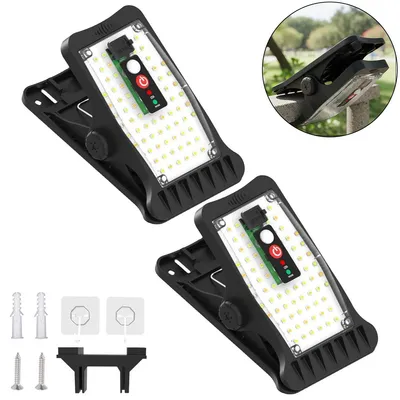 Produktbild von Solarlampen für außen, 2 Stück Clip-on Solarleuchten mit Bewegungsmelder, 70 LEDs & 3 Farbtemperaturen, für Garten Zaun Dachrinnen Beleuchtung