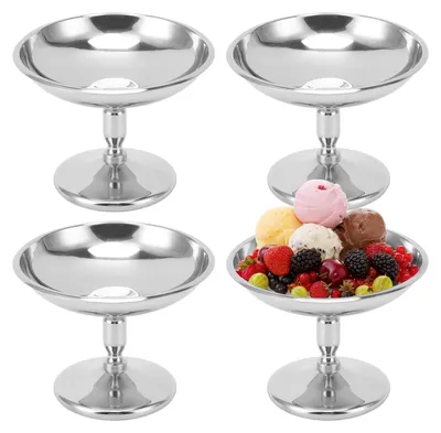 Produktbild von Set von 4 Mini-Eisbechern aus Edelstahl für Snacks und Desserts