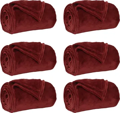 Produktbild von vidaXL Wohndecken 6 pcs Bordeauxrot 150 x 200 cm Fleece