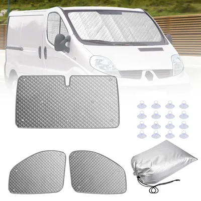 Image de Tapis de sol pour cabine, ensemble 3 pièces, pour Renault Trafic et Opel Vivaro (2001-2014), protège du soleil