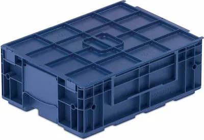 Produktbild von VDA KLT Kleinladungsträger mit Verbundboden & Auflagedeckel | HxBxT 14,7x30x40cm | 10 Liter | KLT, Transportbox, Transportbehälter, Stapelbehälter