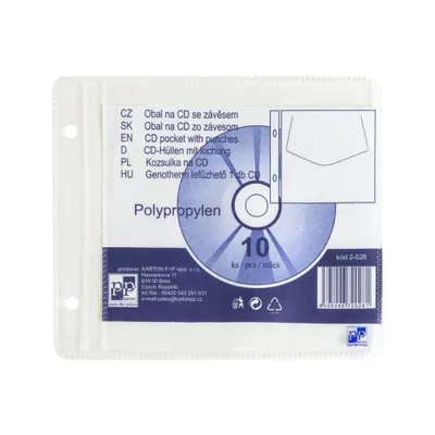 Obrázek produktu pro Prospektový obal na CD PP - 1řadý, eurozávěs, 120 µm (10 ks)