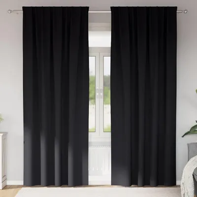 Image de Rideaux occultants avec anneaux 2 pcs Noir 260 x 140 cm