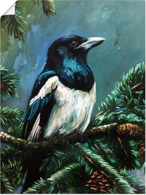 Produktbild von ARTland Poster Die Elster im Tann Größe: 60x80 cm