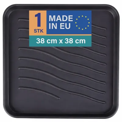 Produktbild von Schuhabtropfschale 38x38x2,5cm Schwarz 1er-Pack, Schuhwanne mit hohem Rand, wasserdicht, robuste Abtropfmatte für Schuhe, Schutz vor Schmutz & Nässe
