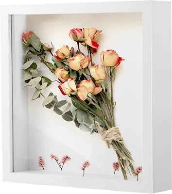 Produktbild von 3D Bilderrahmen 20x20 cm, Tiefe Objektrahmen, Weiß, für Blumen und Dekoration