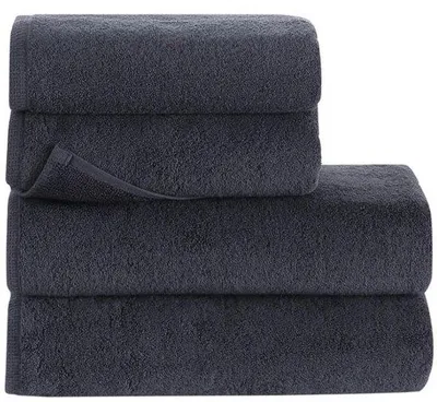 Produktbild von Unyqoos® 4er-Set Baumwollhandtücher Dunkelgrau – 2 x 50 x 100 cm & 2 x 70 x 140 cm, 100% Baumwolle, weich und saugfähig für Bad & Gäste
