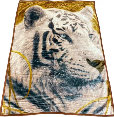 Produktbild von Almina Decke 200x240cm 2 Personen Weißer Tiger Tagesdecke Kuscheldecke Wohndecke Fleecedecke Bettdecke Motiv 4