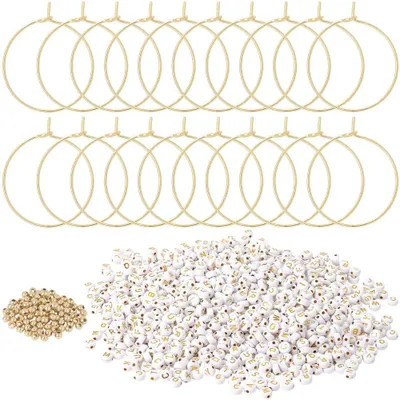 Weinbecher-Anhänger-Set, 1150-teilig, Acryl-Buchstabenperlen, Gold