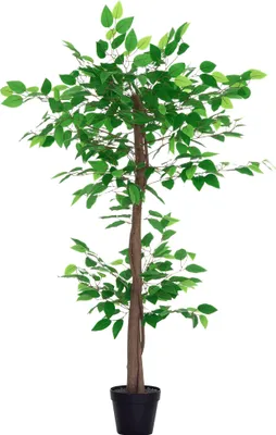Image de Outsunny Arbre Artificiel Plante Artificiel ficus Hauteur 1,2 m Tronc Branches Liane Lichen Feuilles Grand réalisme Pot Inclus