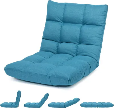 Produktbild von GOPLUS Bodenstuhl Faltbar, Floor Chair Farbewahl, Meditationsstuhl Bodensofa mit Einstellbarer Rückenlehne,18 Faule Sofa für Zuhause oder Büro (Türkis)