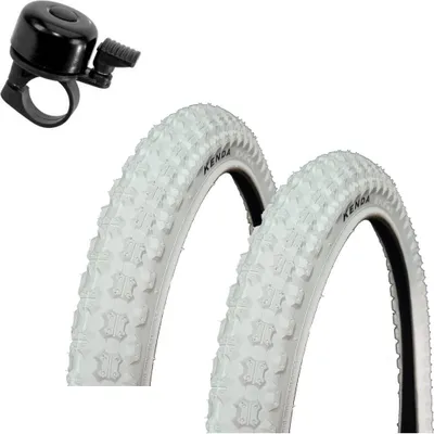 Produktbild von 2 x Kenda 20" BMX K-50 Fahrradreifen in Weiß 57-406 (20 x 2,125) inkl. maxxi4you Fahrradklingel