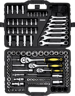 Image de Jeu d'outils de mécanicien 121 pcs. 1/4" 3/8" 1/2" Douilles SAE Métrique