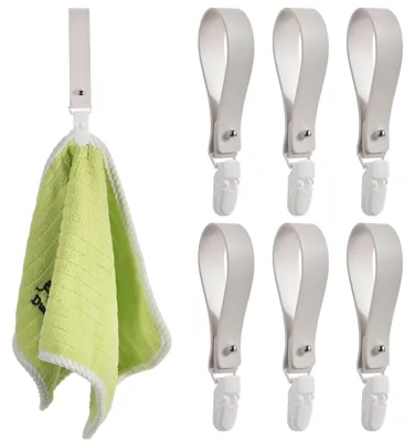 Image de 6 porte-serviettes – pinces à serviettes avec boucles – pinces pour torchons de cuisine – pinces à serviettes pour la cuisine, la salle de bains et les toilettes