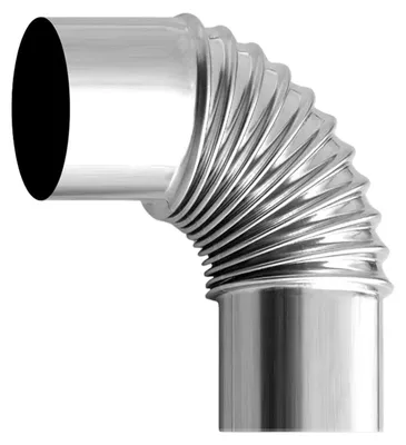 Image de Tuyau de cheminée coudé - 90° - Tuyau pour poêle à bois - Diamètre 6 cm - Acier inoxydable - Pour évacuation des gaz d'un poêle à bois de camping - Argenté