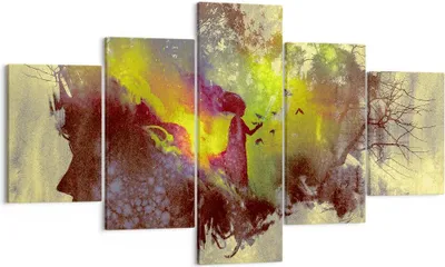 Produktbild von Bild auf Leinwand - Leinwandbild - Gesicht Grafik Abbildung Mädchen - 125x70cm - Wand Bild - Wanddeko - Leinwanddruck - Bilder - Kunstdruck - Leinwand bilder - Wandkunst - EA125x70-3195