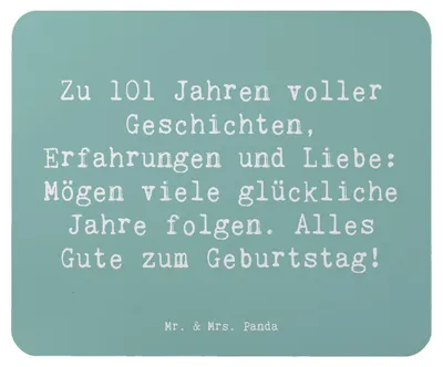Produktbild von Mr. & Mrs. Panda Mousepad Spruch 101. Geburtstag - Meeresbrise - Geschenk, mousematte, Andenken, Glückwunsch, Mouse Pad, computer, besondere Momente, Alter, Mauspad