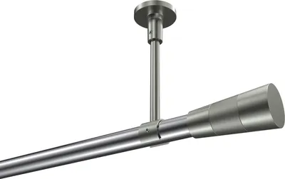 Produktbild von Interdeco Gardinenstange / Vorhangstange Chrom / Edelstahl-Optik, Typ Sonette Tanara (Konus Bicolor) ohne Ringe, Deckenmontage, 20 mm Ø 1-läufig, 220 cm