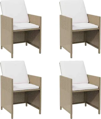 Produktbild von vidaXL Gartenstühle mit Kissen 4 Stk. Poly Rattan Beige